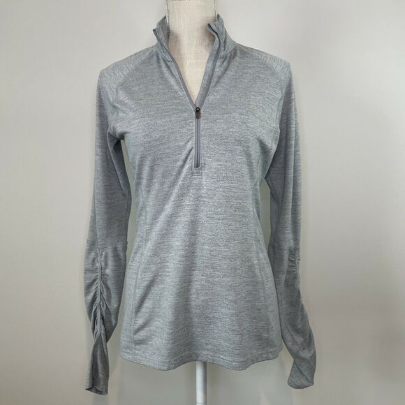 Lucy Gray 3/4 Zip Pullover Ruched Long Sleeve Women's Size Small Thumb Holes - Picture 1 of 10
